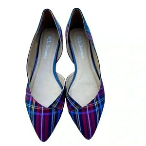 Women's Chinese Laundry Shoes•Plaid Hiromi Flats•Blue/Red•Size: 8.5•